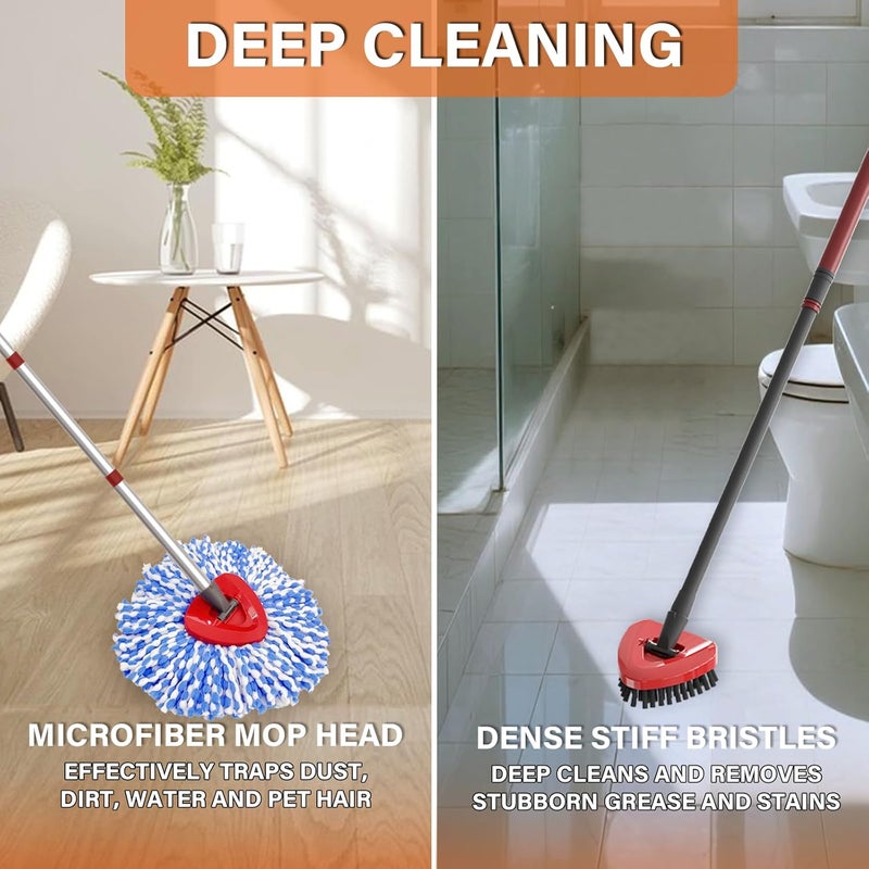 Fatmass 5 Pack Spin Mop Head Replacement for O Cedar RinseClean 2-Tank System,Include 4 Mop Replace Heads + 1 Upgrade Scrubber Brush, 100% Microfiber Mop Refills Deep Cleaning Machine Washable - Image 5